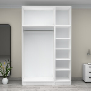 Ντουλάπα ρούχων Victoria Megapap τρίφυλλη με πατάρι χρώμα λευκό 150x60x240εκ. - Image 3