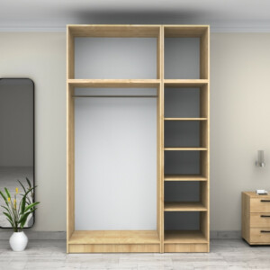 Ντουλάπα ρούχων Victoria Megapap τρίφυλλη με πατάρι χρώμα φυσικό οξιάς 150x60x240εκ. - Image 3