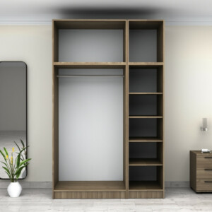 Ντουλάπα ρούχων Victoria Megapap τρίφυλλη με πατάρι χρώμα καρυδί 150x60x240εκ. - Image 3