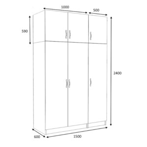 Ντουλάπα ρούχων Victoria Megapap τρίφυλλη με πατάρι χρώμα καρυδί 150x60x240εκ. - Image 5