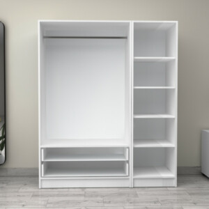 Ντουλάπα ρούχων Victoria Megapap τρίφυλλη με συρτάρια χρώμα λευκό 150x60x181εκ. - Image 3