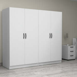 Ντουλάπα ρούχων Victoria Megapap τετράφυλλη χρώμα λευκό 200x60x181εκ. - Image 4