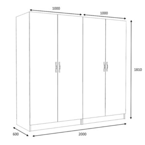Ντουλάπα ρούχων Victoria Megapap τετράφυλλη χρώμα λευκό 200x60x181εκ. - Image 5