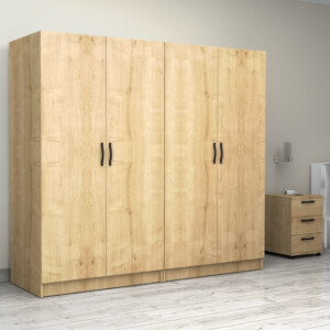 Ντουλάπα ρούχων Victoria Megapap τετράφυλλη χρώμα φυσικό οξιάς 200x60x181εκ. - Image 4