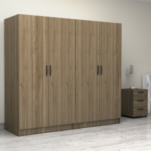 Ντουλάπα ρούχων Victoria Megapap τετράφυλλη χρώμα καρυδί 200x60x181εκ. - Image 4