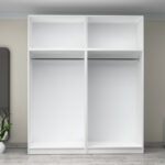 Ντουλάπα ρούχων Victoria Megapap τετράφυλλη με πατάρι χρώμα λευκό 200x60x240εκ. - Image 3