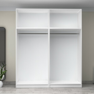 Ντουλάπα ρούχων Victoria Megapap τετράφυλλη με πατάρι χρώμα λευκό 200x60x240εκ. - Image 3