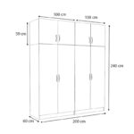 Ντουλάπα ρούχων Victoria Megapap τετράφυλλη με πατάρι χρώμα λευκό 200x60x240εκ. - Image 5