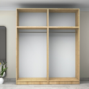 Ντουλάπα ρούχων Victoria Megapap τετράφυλλη με πατάρι χρώμα φυσικό οξιάς 200x60x240εκ. - Image 3