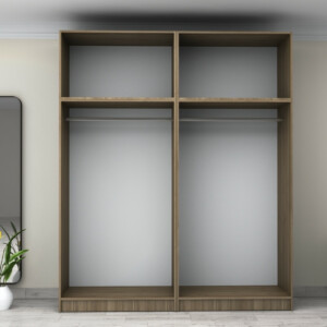 Ντουλάπα ρούχων Victoria Megapap τετράφυλλη με πατάρι χρώμα καρυδί 200x60x240εκ. - Image 3