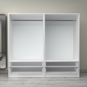 Ντουλάπα ρούχων Victoria Megapap τετράφυλλη με συρτάρια χρώμα λευκό 200x60x181εκ. - Image 3