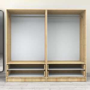 Ντουλάπα ρούχων Victoria Megapap τετράφυλλη με συρτάρια χρώμα φυσικό οξιάς 200x60x181εκ. - Image 3