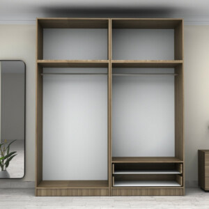 Ντουλάπα ρούχων Victoria Megapap τετράφυλλη με πατάρι και συρτάρια χρώμα καρυδί 200x60x240εκ. - Image 3