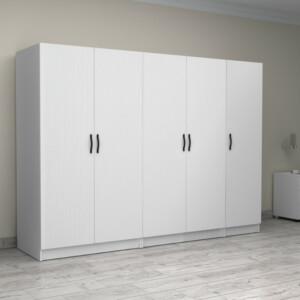 Ντουλάπα ρούχων Victoria Megapap πεντάφυλλη χρώμα λευκό 250x60x181εκ. - Image 4