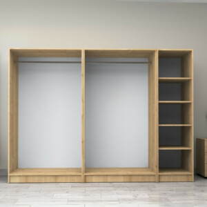 Ντουλάπα ρούχων Victoria Megapap πεντάφυλλη χρώμα φυσικό οξιάς 250x60x181εκ. - Image 3