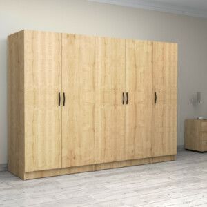 Ντουλάπα ρούχων Victoria Megapap πεντάφυλλη χρώμα φυσικό οξιάς 250x60x181εκ. - Image 4