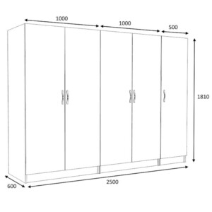 Ντουλάπα ρούχων Victoria Megapap πεντάφυλλη χρώμα καρυδί 250x60x181εκ. - Image 5