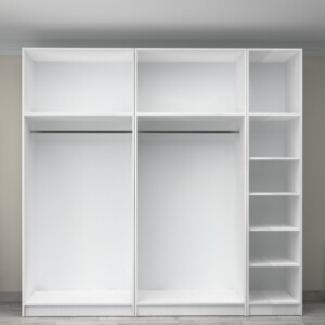 Ντουλάπα ρούχων Victoria Megapap πεντάφυλλη με πατάρι χρώμα λευκό 250x60x240εκ. - Image 3