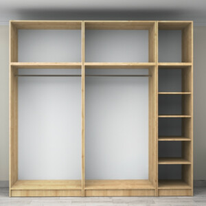 Ντουλάπα ρούχων Victoria Megapap πεντάφυλλη με πατάρι χρώμα φυσικό οξιάς 250x60x240εκ. - Image 3