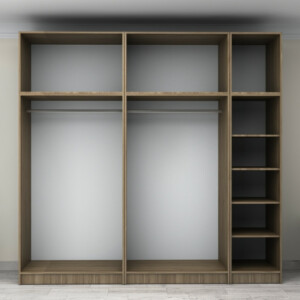 Ντουλάπα ρούχων Victoria Megapap πεντάφυλλη με πατάρι χρώμα καρυδί 250x60x240εκ. - Image 3