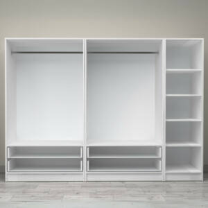 Ντουλάπα ρούχων Victoria Megapap πεντάφυλλη με συρτάρια χρώμα λευκό 250x60x181εκ. - Image 3