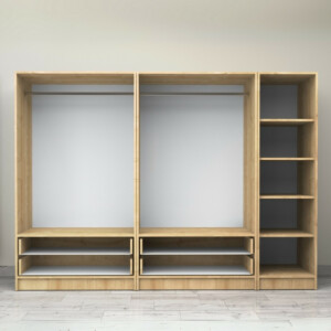 Ντουλάπα ρούχων Victoria Megapap πεντάφυλλη με συρτάρια χρώμα φυσικό οξιάς 250x60x181εκ. - Image 3