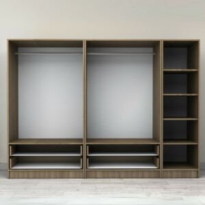 Ντουλάπα ρούχων Victoria Megapap πεντάφυλλη με συρτάρια χρώμα καρυδί 250x60x181εκ. - Image 3