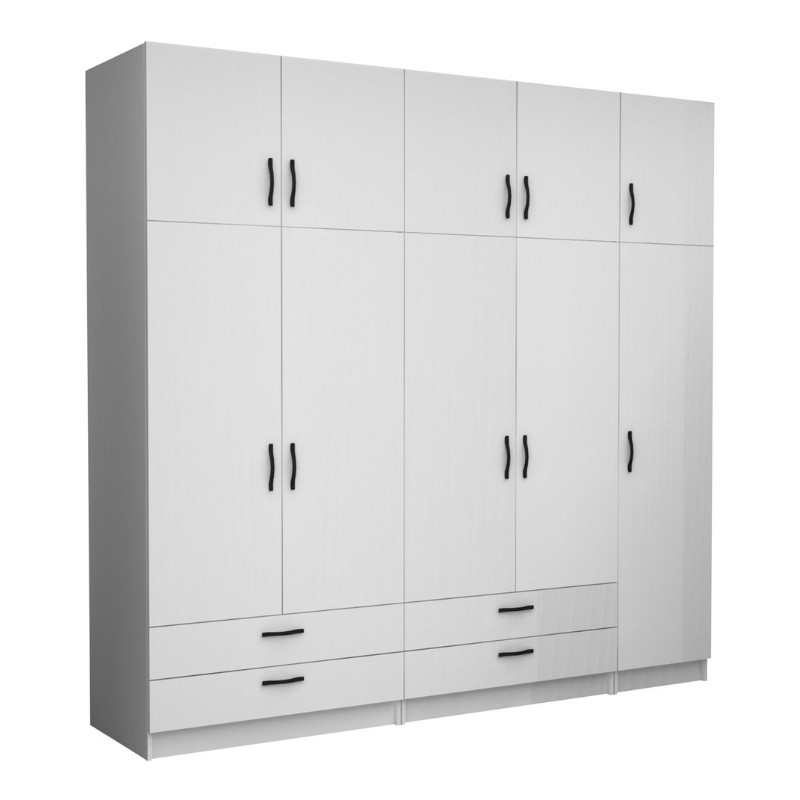 Ντουλάπα ρούχων Victoria Megapap πεντάφυλλη με πατάρι και συρτάρια χρώμα λευκό 250x60x240εκ. Ντουλάπα ρούχων Victoria Megapap πεντάφυλλη με πατάρι και συρτάρια χρώμα λευκό 250x60x240εκ.