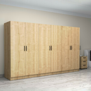 Ντουλάπα ρούχων Victoria Megapap εξάφυλλη χρώμα φυσικό οξιάς 300x60x181εκ. - Image 4