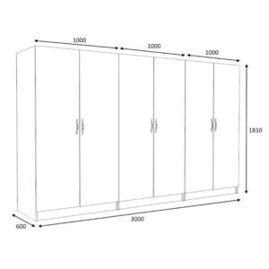 Ντουλάπα ρούχων Victoria Megapap εξάφυλλη χρώμα φυσικό οξιάς 300x60x181εκ. - Image 5