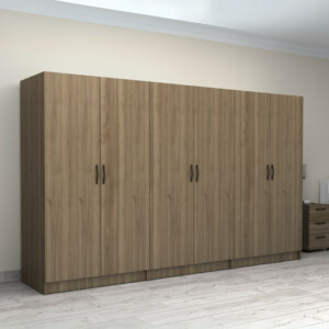 Ντουλάπα ρούχων Victoria Megapap εξάφυλλη χρώμα καρυδί 300x60x181εκ. - Image 4