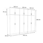 Ντουλάπα ρούχων Victoria Megapap εξάφυλλη με πατάρι χρώμα λευκό 300x60x240εκ. - Image 5