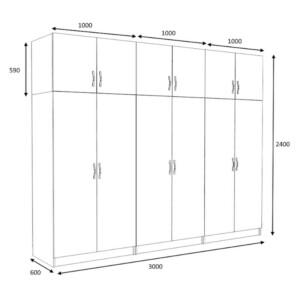 Ντουλάπα ρούχων Victoria Megapap εξάφυλλη με πατάρι χρώμα φυσικό οξιάς 300x60x240εκ. - Image 5