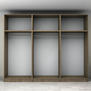 Ντουλάπα ρούχων Victoria Megapap εξάφυλλη με πατάρι χρώμα καρυδί 300x60x240εκ. - Image 3