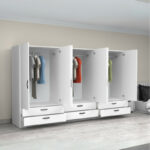 Ντουλάπα ρούχων Victoria Megapap εξάφυλλη με συρτάρια χρώμα λευκό 300x60x181εκ. - Image 2