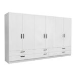 Ντουλάπα ρούχων Victoria Megapap εξάφυλλη με συρτάρια χρώμα λευκό 300x60x181εκ.