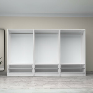 Ντουλάπα ρούχων Victoria Megapap εξάφυλλη με συρτάρια χρώμα λευκό 300x60x181εκ. - Image 3