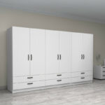 Ντουλάπα ρούχων Victoria Megapap εξάφυλλη με συρτάρια χρώμα λευκό 300x60x181εκ. - Image 4