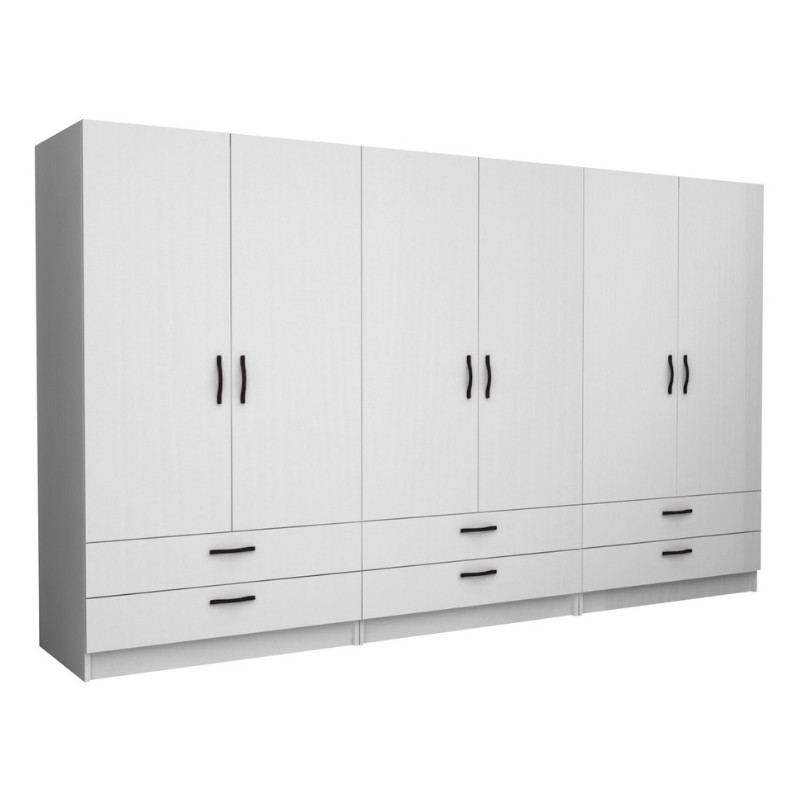 Ντουλάπα ρούχων Victoria Megapap εξάφυλλη με συρτάρια χρώμα λευκό 300x60x181εκ. Ντουλάπα ρούχων Victoria Megapap εξάφυλλη με συρτάρια χρώμα λευκό 300x60x181εκ.