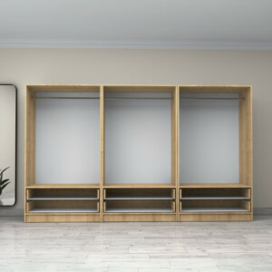 Ντουλάπα ρούχων Victoria Megapap εξάφυλλη με συρτάρια χρώμα φυσικό οξιάς 300x60x181εκ. - Image 3