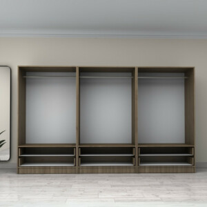 Ντουλάπα ρούχων Victoria Megapap εξάφυλλη με συρτάρια χρώμα καρυδί 300x60x181εκ. - Image 3