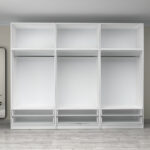 Ντουλάπα ρούχων Victoria Megapap εξάφυλλη με πατάρι και συρτάρια χρώμα λευκό 300x60x240εκ. - Image 3