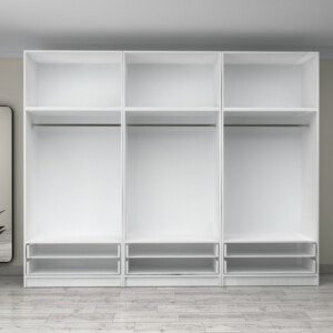 Ντουλάπα ρούχων Victoria Megapap εξάφυλλη με πατάρι και συρτάρια χρώμα λευκό 300x60x240εκ. - Image 3