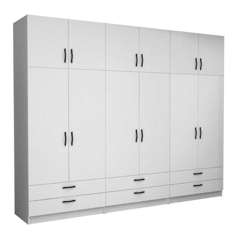 Ντουλάπα ρούχων Victoria Megapap εξάφυλλη με πατάρι και συρτάρια χρώμα λευκό 300x60x240εκ. Ντουλάπα ρούχων Victoria Megapap εξάφυλλη με πατάρι και συρτάρια χρώμα λευκό 300x60x240εκ.