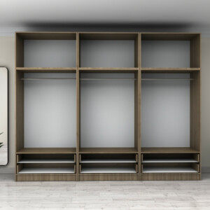 Ντουλάπα ρούχων Victoria Megapap εξάφυλλη με πατάρι και συρτάρια χρώμα καρυδί 300x60x240εκ. - Image 3