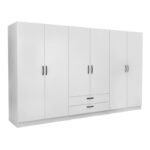 Ντουλάπα ρούχων Victoria Megapap εξάφυλλη με συρτάρια χρώμα λευκό 300x60x181εκ.