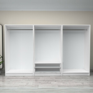 Ντουλάπα ρούχων Victoria Megapap εξάφυλλη με συρτάρια χρώμα λευκό 300x60x181εκ. - Image 3