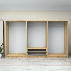 Ντουλάπα ρούχων Victoria Megapap εξάφυλλη με συρτάρια χρώμα φυσικό οξιάς 300x60x181εκ. - Image 3