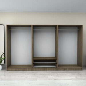 Ντουλάπα ρούχων Victoria Megapap εξάφυλλη με συρτάρια χρώμα καρυδί 300x60x181εκ. - Image 3