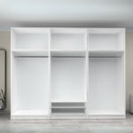 Ντουλάπα ρούχων Victoria Megapap εξάφυλλη με πατάρι και συρτάρια χρώμα λευκό 300x60x240εκ. - Image 3